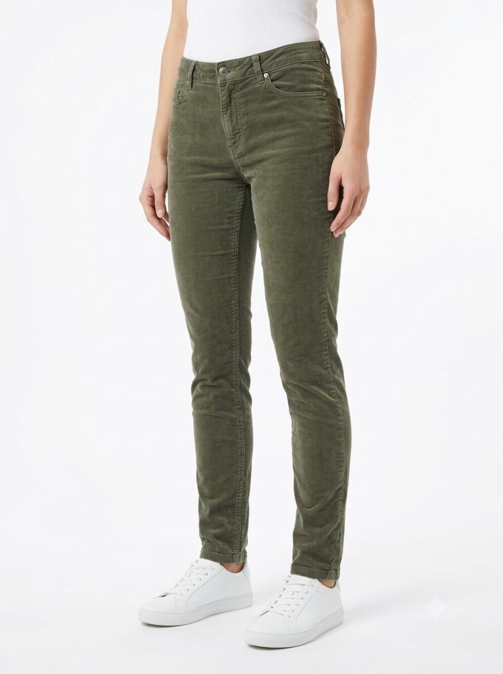 J. McLaughlin Chino Pants Women's 8 Olive Green Corduroy Slim Straight Stretch